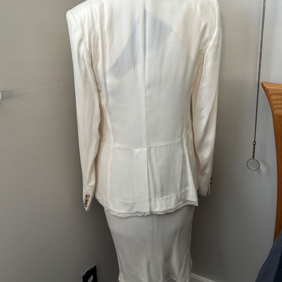 Ivory Helmut Lang Asymmetrical Draped Dress and Matching Jacket - Picture 2 of 16